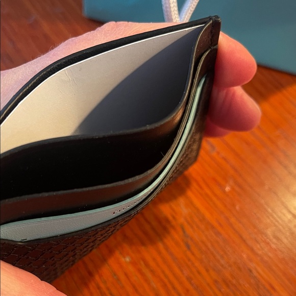 Tiffany & Co. T- Square Leather Card Case With Turquoise Bag - Picture 4 of 7